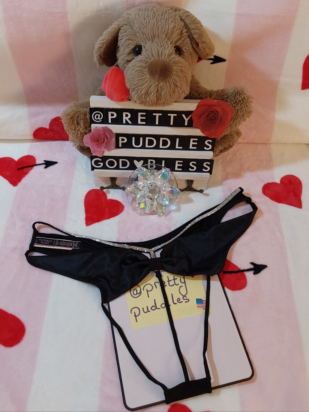 🎀 XXL VS Very Sexy Shine Bow Satin Open-Back Brazilian Panty 🎀